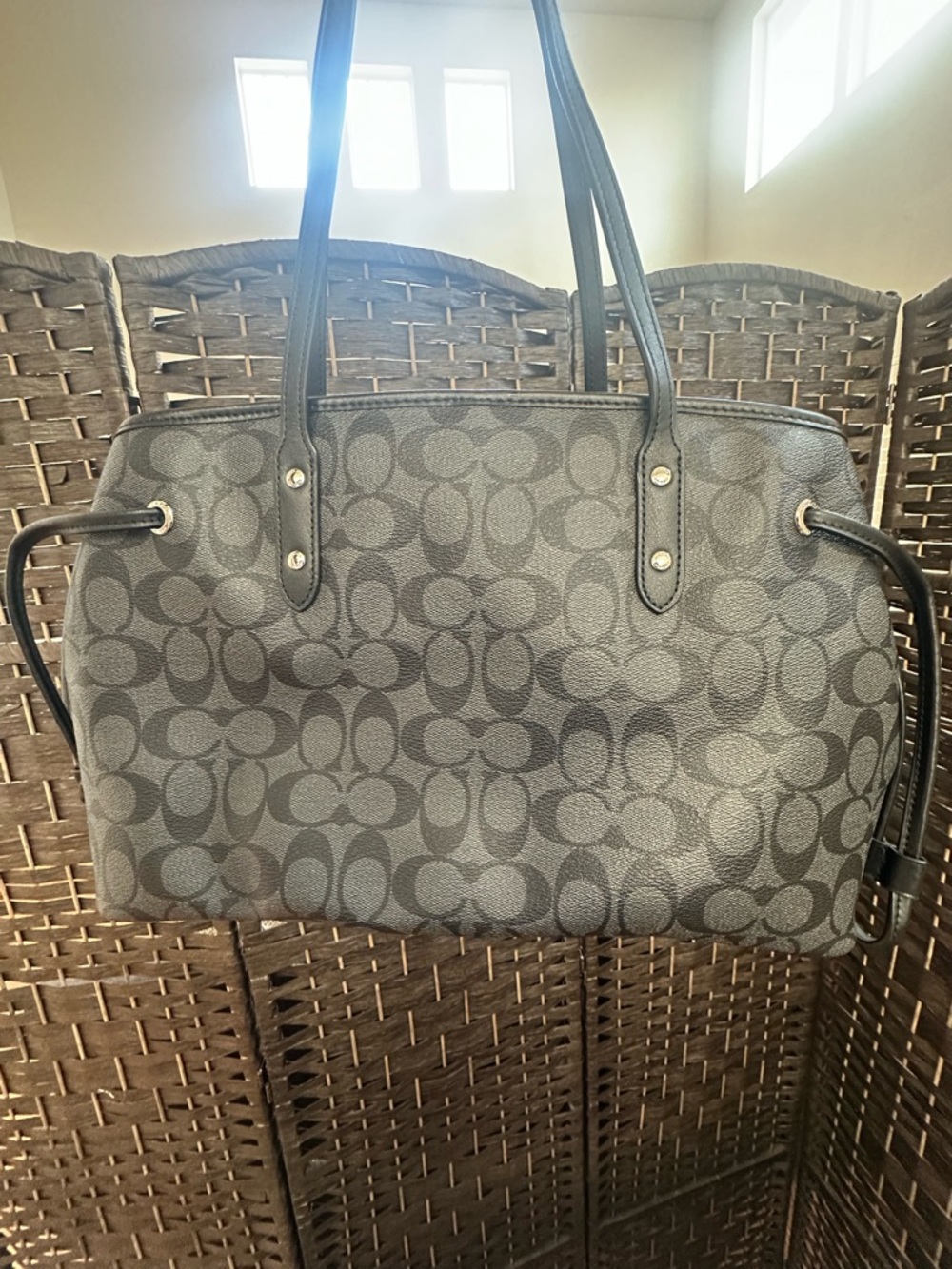 Coach Black Signature Canvas Tote - Picture 6 of 9